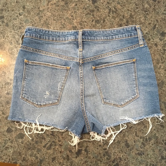 Distressed High Rise Shortie Jean Shorts, Size 8 - Picture 2 of 5
